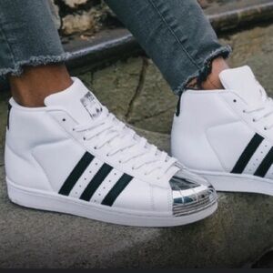 Adidas superstar Crome metal toe White and Silver Sneakers with Sleek Design